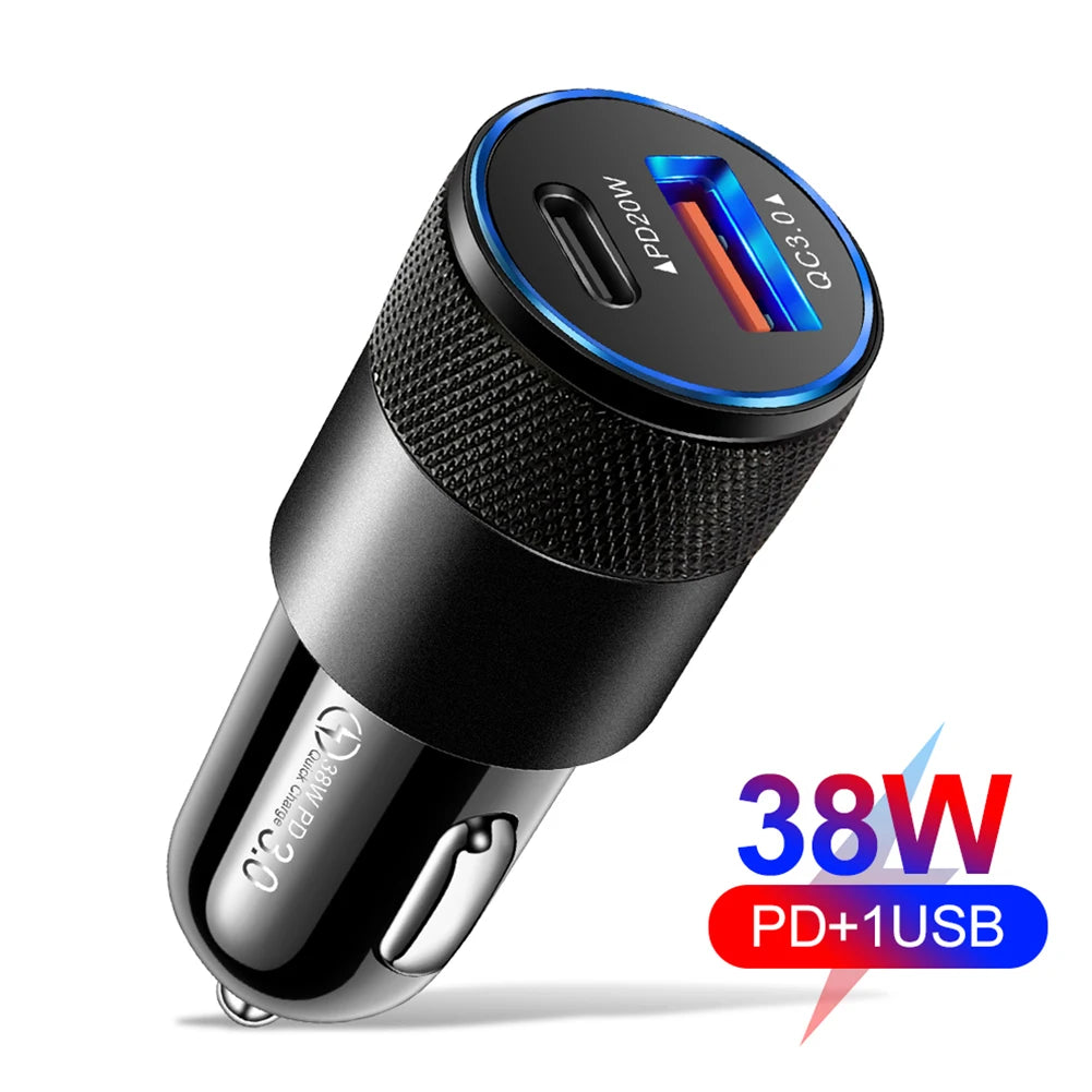 Professional title: "120W 4-in-1 Retractable Car Charger with USB C Cable for iPhone, Huawei, Samsung - Fast Charge, Cigarette Lighter Adapter, PD, QC3.0"